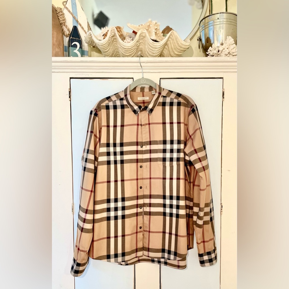 Burberry Check Men’s Button Down Long Sleeve Shirt